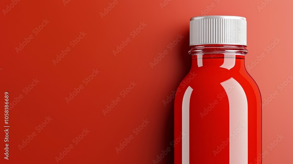 High-resolution close-up of a glass bottle with spicy chili sauce, minimal design, blank label for custom branding High-resolution close-up of a glass bottle with spicy chili sauce, minimal design, blank label for custom branding