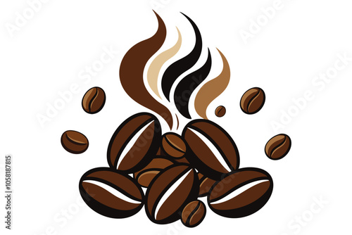 coffee beans and cup steam J.eps