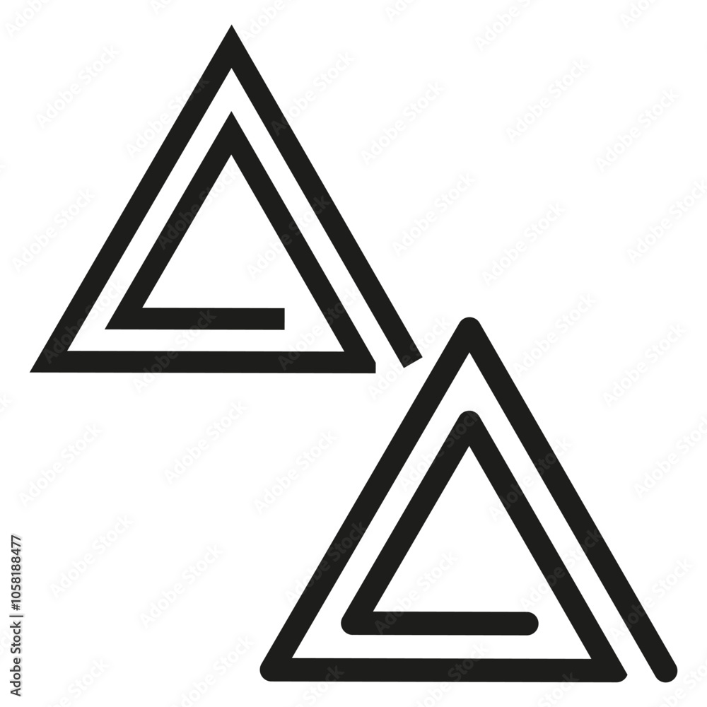 Triangle icon. Geometric symbol. Double triangle design. Simple vector. Triangle icon. Geometric symbol. Double triangle design. Simple vector.
