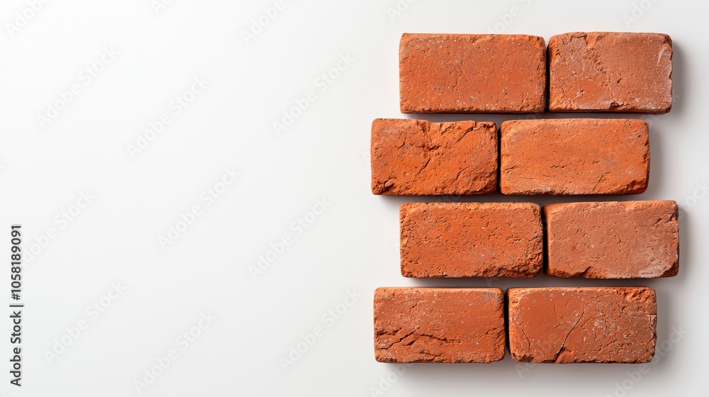 Fototapeta premium Industrial Roman construction brick, rectangular stone, crisp white background, evoking ancient building techniques in modern industrial design