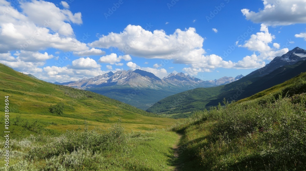 A serene day of hiking in the mountains, with breathtaking A serene day of hiking in the mountains, with breathtaking