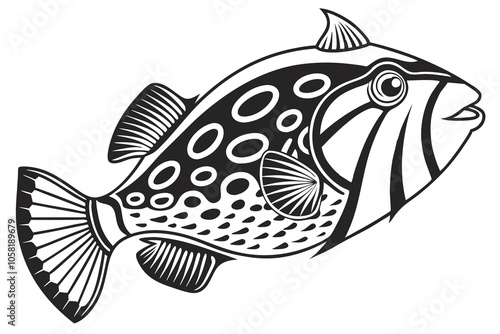 Harlequin filefish for logo white background B.eps