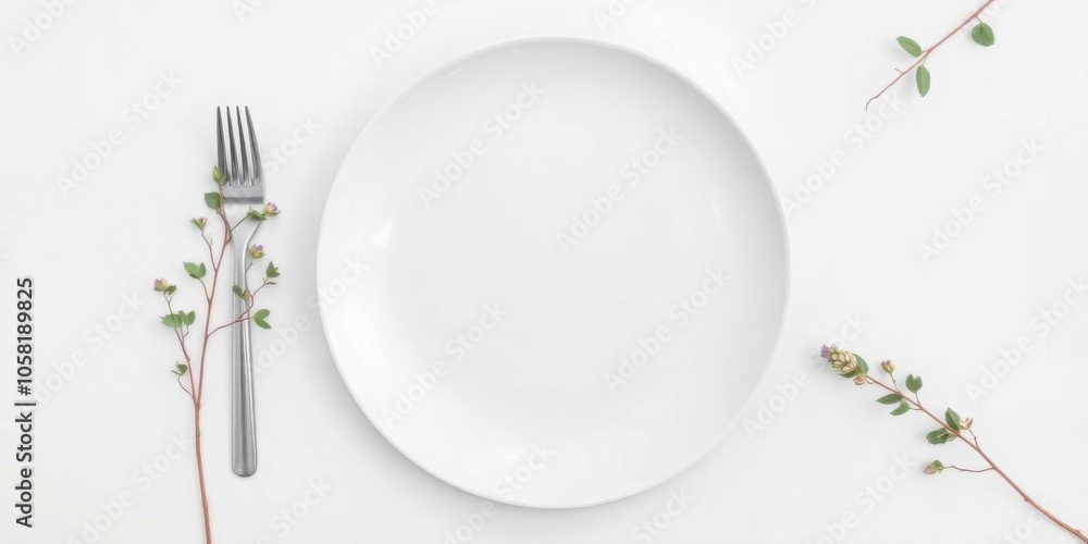 A simple and elegant empty white plate displayed on a clean white surface, emphasizing the beauty of minimalism and negative space, negative space, concept, design A simple and elegant empty white plate displayed on a clean white surface, emphasizing the beauty of minimalism and negative space, negative space, concept, design