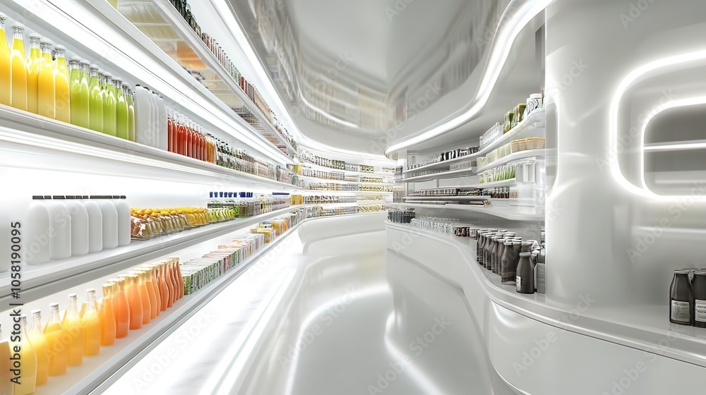 Obraz premium Futuristic Grocery Store Interior