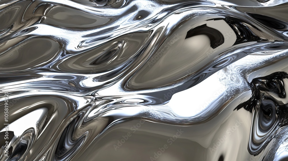 Abstract metallic liquid surface with wavy 