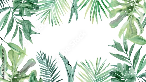 White background with green plant accents creates a fresh and inviting aesthetic. A harmonious blend of purity and nature, perfect for design projects and creative endeavors