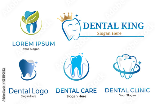 A set of dental, tooth logo design vector illustration 	