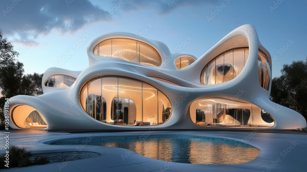 Fototapeta premium Architectural masterpiece, blending organic shapes