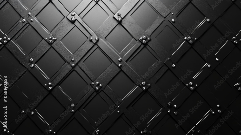 3D metallic diamond plate texture, brushed metal finish, raised patterns with subtle lighting, smooth industrial reflections, minimalist aesthetic