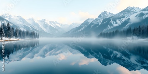 Realistic Hyper 3D Mountain Lake Landscape