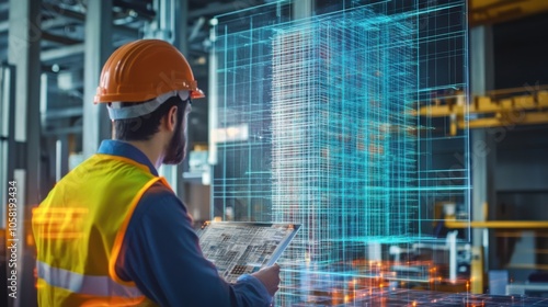 Engineer analyzing structural integrity of a skyscraper design,