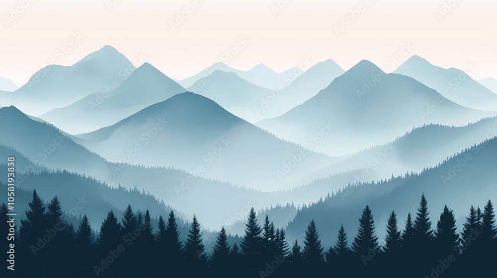 Misty mountains in scottish highlands create serene landscape. Foggy Mountains. Illustration Misty mountains in scottish highlands create serene landscape. Foggy Mountains. Illustration