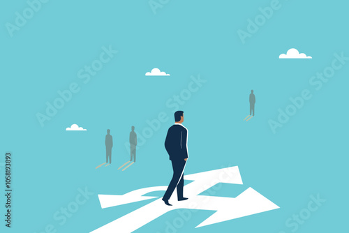 Navigating New Directions, Businessman on a Unique Path to Success