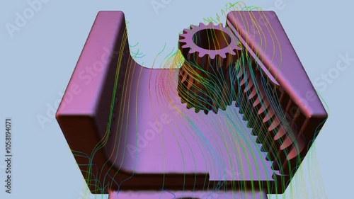 CFD simulation Computational fluid dynamics - Gear box airflow simulation photo