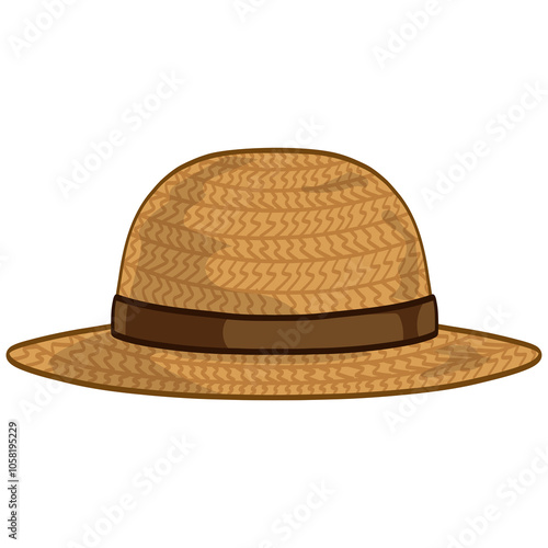 Straw Hat Farmer Cap Cartoon Illustration Drawing