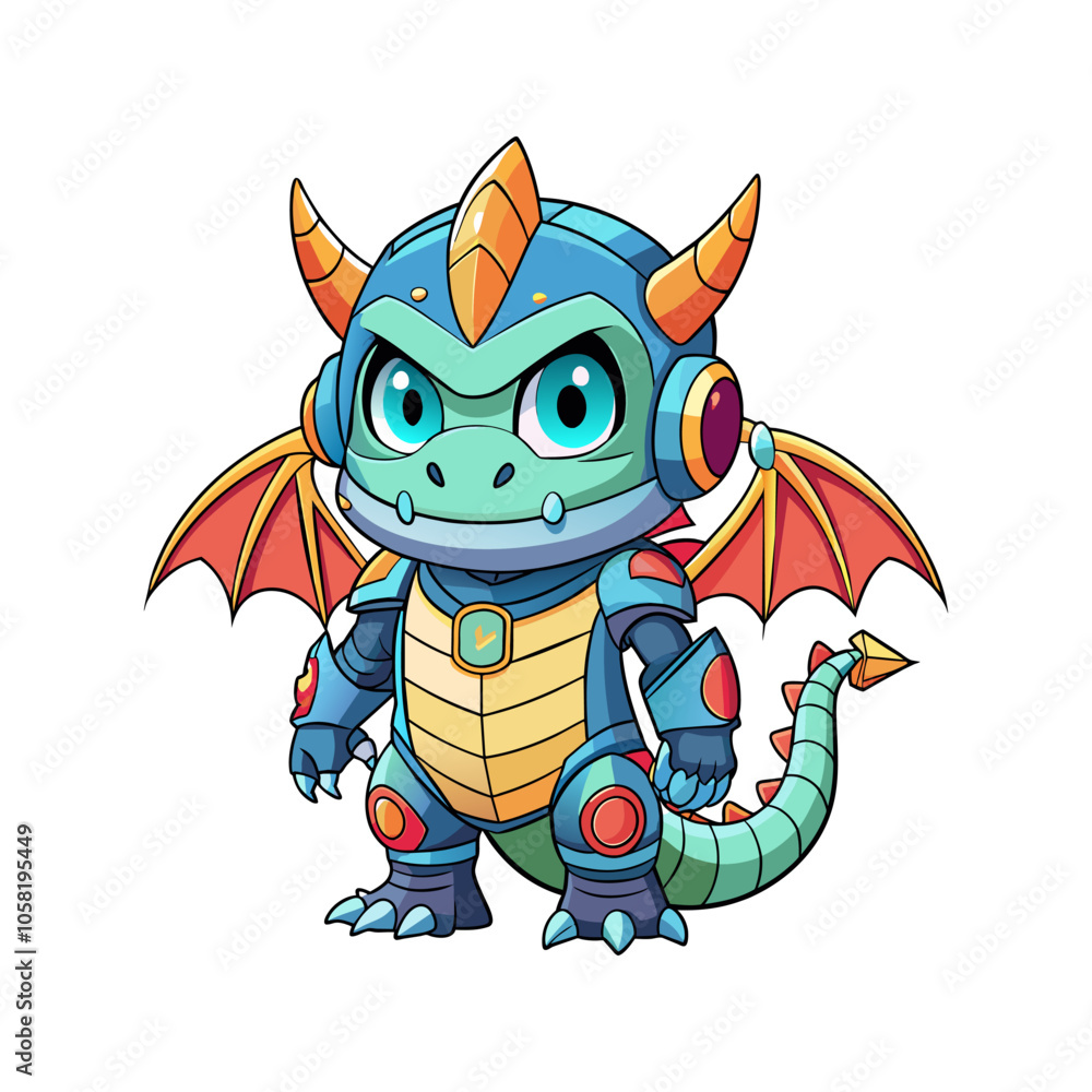Fototapeta premium Cute Character Baby Dragon Robot