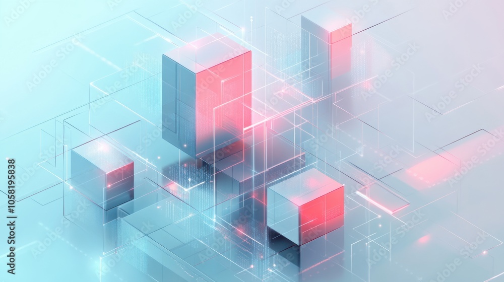 Abstract background with cubes and lines. 3d illustration. Abstract background with cubes and lines. 3d illustration.
