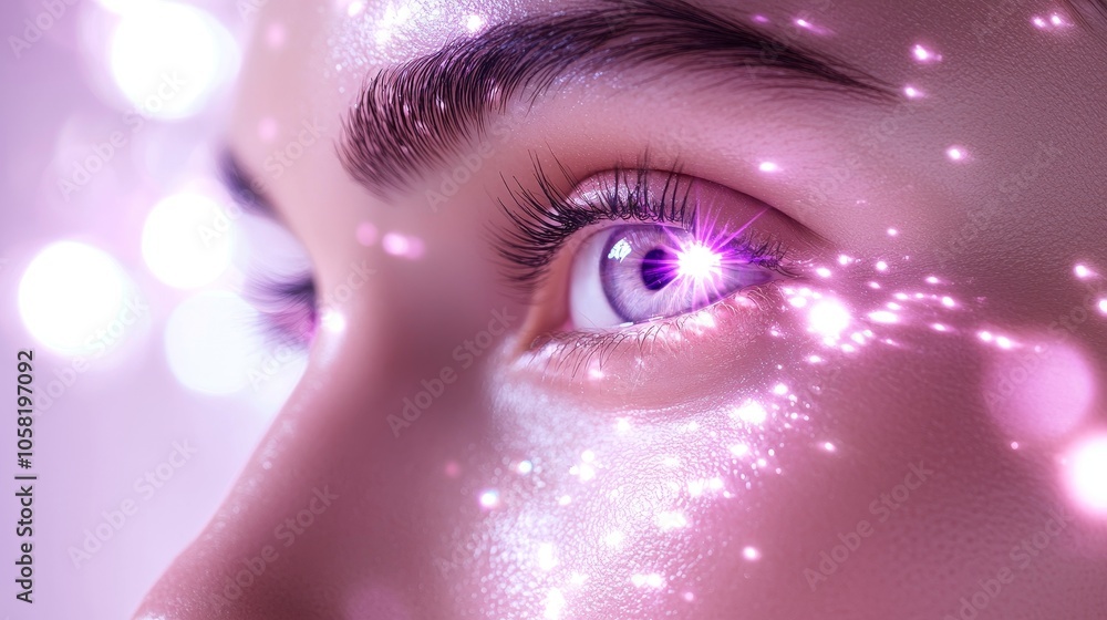 Close-up of a woman's face glowing in soft light, skin-lifting lines gently traced, modern beauty routine, smooth complexion, advanced skincare concept, ultra-realistic Close-up of a woman's face glowing in soft light, skin-lifting lines gently traced, modern beauty routine, smooth complexion, advanced skincare concept, ultra-realistic