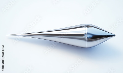 A sleek, metallic teardrop-shaped object resting on a white surface. photo