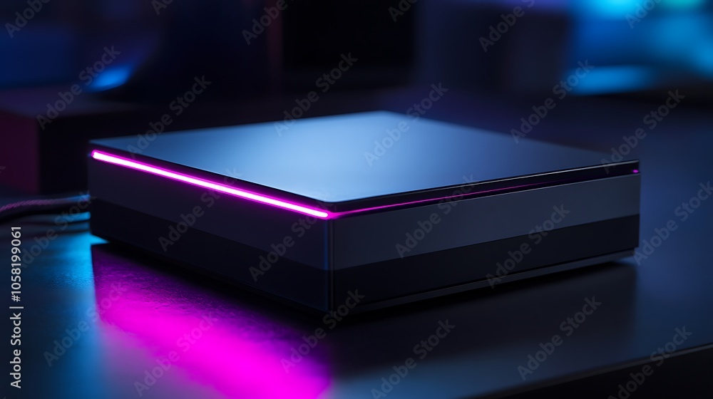 A sleek, modern device with a glowing edge, designed for technology and entertainment use. A sleek, modern device with a glowing edge, designed for technology and entertainment use.