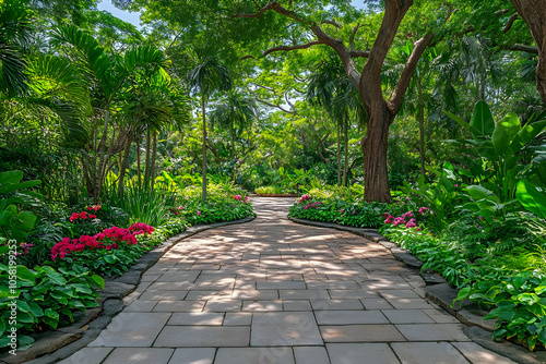 Lush Tropical Garden Path Photo