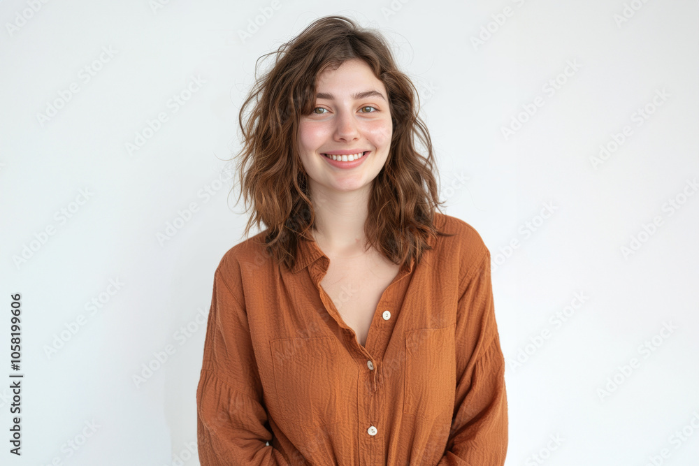 A young woman in comfortable, everyday attire showcases the casual, individual style of Western women in their teens and twenties. A young woman in comfortable, everyday attire showcases the casual, individual style of Western women in their teens and twenties.