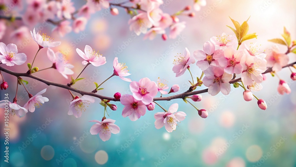 Spring scene with delicate cherry blossom on a branch Spring scene with delicate cherry blossom on a branch