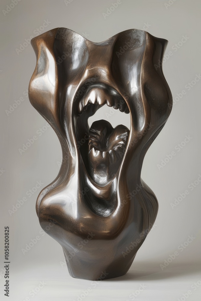 Abstract Bronze Sculpture of an Open Mouth Abstract Bronze Sculpture of an Open Mouth
