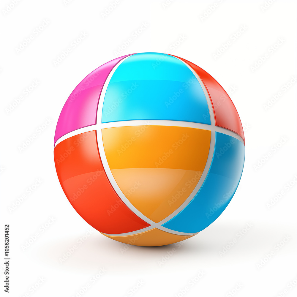 Abstract 3D Sphere with Colorful Segments Abstract 3D Sphere with Colorful Segments