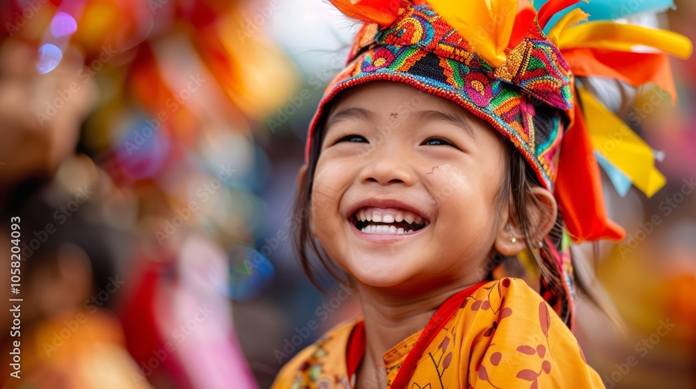 Fototapeta premium Joyful Moment in a Traditional Festival Celebration