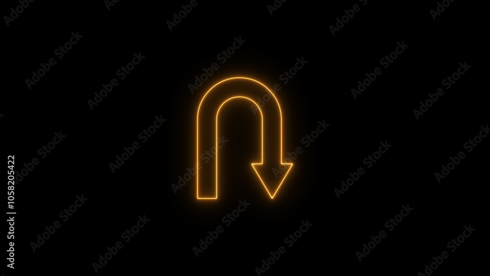 Glowing Neon Arrow Icon for Traffic Safety and Navigation: Abstract, Digital Illustration of a Prohibition Sign with Road, Crosswalk, and Highway Directions in Cyberspace-Inspired Flat Design Glowing Neon Arrow Icon for Traffic Safety and Navigation: Abstract, Digital Illustration of a Prohibition Sign with Road, Crosswalk, and Highway Directions in Cyberspace-Inspired Flat Design
