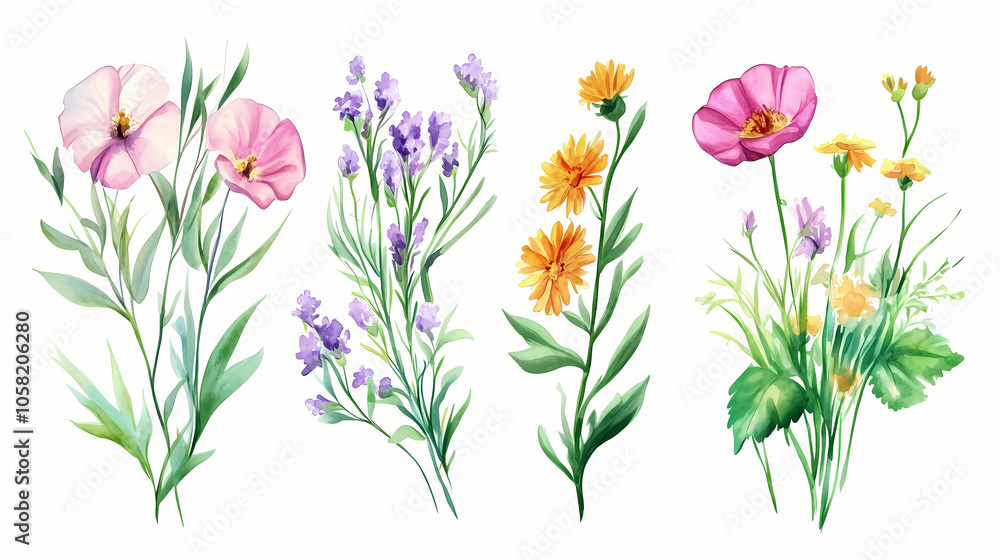 flowers isolated on white flowers isolated on white