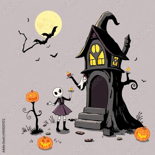 halloween background with house photo