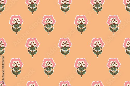 floral ethnic ikat seamless pattern traditional design for background, carpet, wallpaper, clothing, wrapping, fabric, vector illustration, embroidery style, Ajrakh, block print, batik print allovers