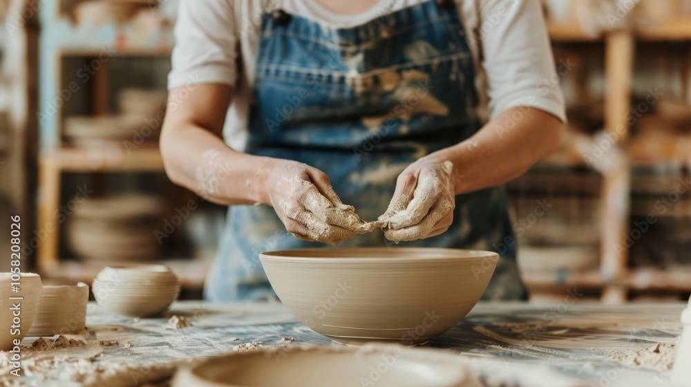 Fototapeta premium Handmade Pottery Craft by Female Artisan