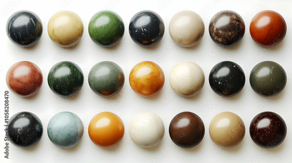 3D Render of Colorful Spheres with Diverse Textures 3D Render of Colorful Spheres with Diverse Textures