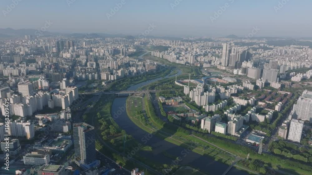 Aerial View of Anyangcheon River, Western Seoul Aerial View of Anyangcheon River, Western Seoul