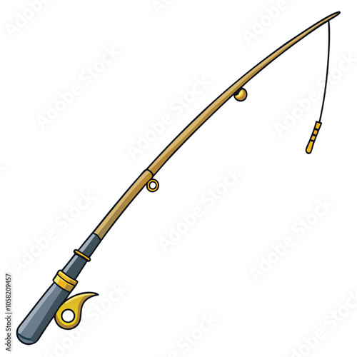 curved fishing rod equipment vector illustration.