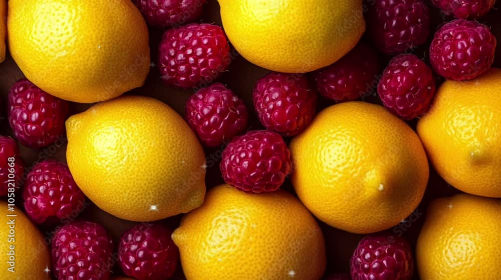 close-up of lemon and raspberry. fresh lemon and raspberries close-up of lemon and raspberry. fresh lemon and raspberries