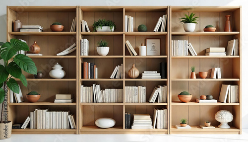 Light-Filled Bookshelves with Neutral Decor