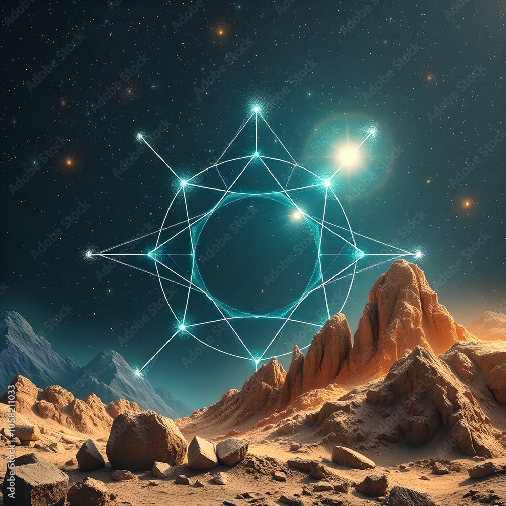 Fototapeta premium Sacred Geometry Under Alien Stars