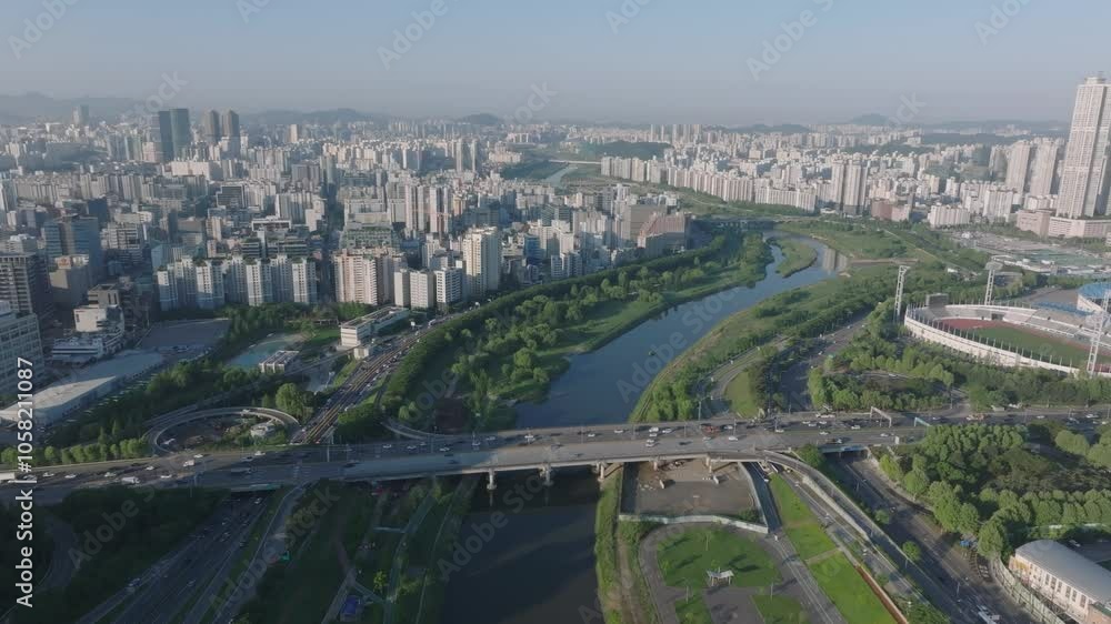 Aerial View of Anyangcheon River, Western Seoul Aerial View of Anyangcheon River, Western Seoul