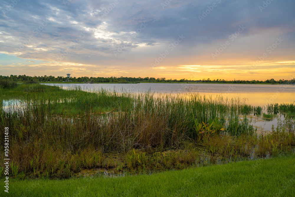 Lake sunset in Wellen park in North Port, Florida Lake sunset in Wellen park in North Port, Florida