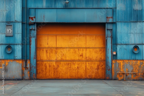 Using a roller door or roller shutter for factory warehouse. Generative Ai