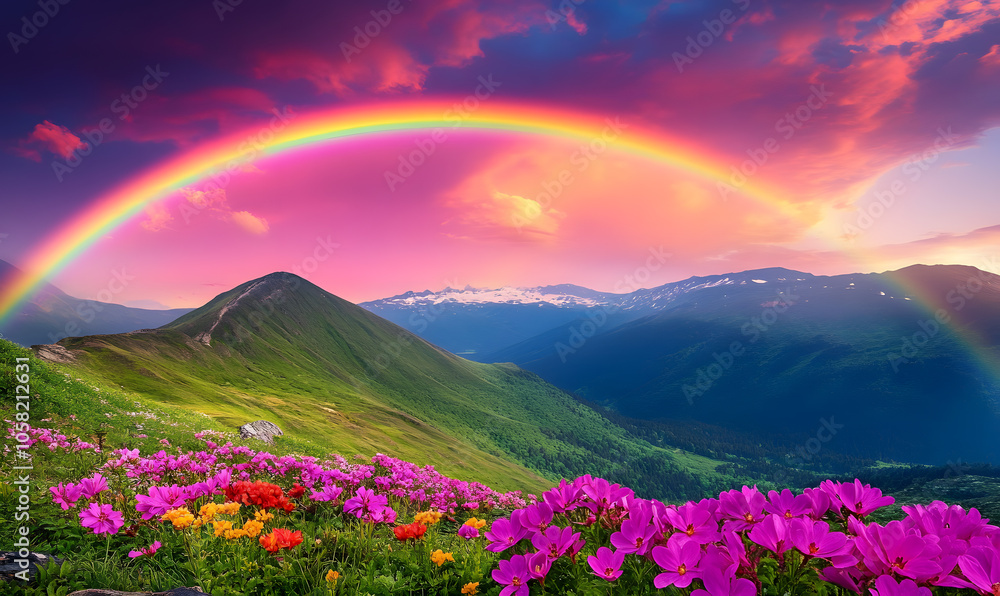 Fototapeta premium Spectacular Nature and Scenic Wonders: Golden Hour Sunsets, Lush Forests, Tranquil Beaches, and Vibrant Fields of Flowers in Stunning Views