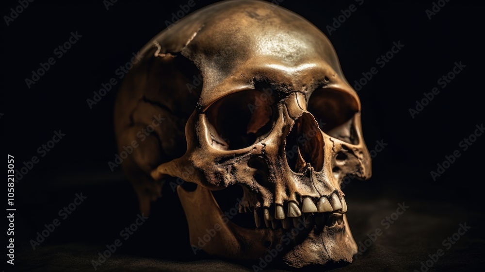 Human Skull in Darkness Human Skull in Darkness