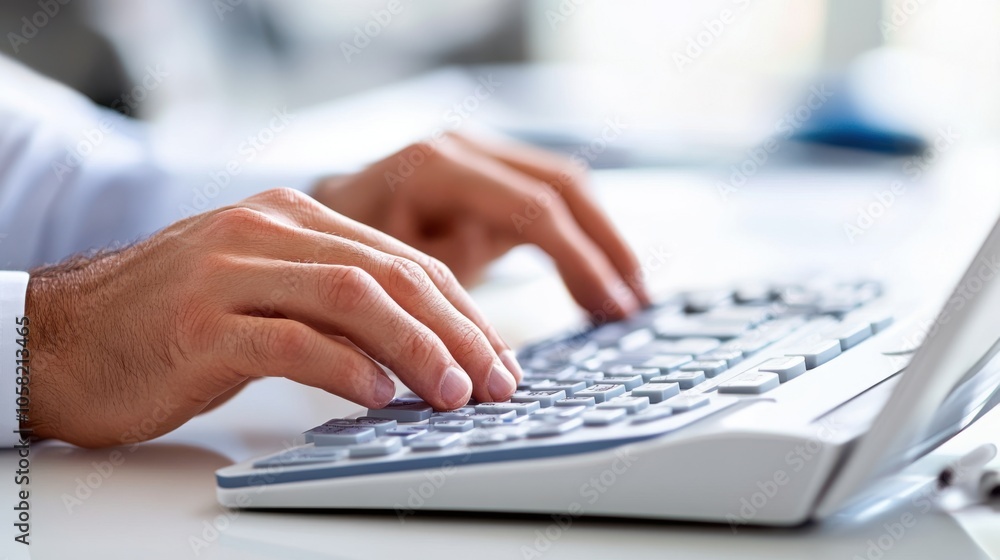 Focused accountant reviewing electronic invoices, Focused accountant reviewing electronic invoices,