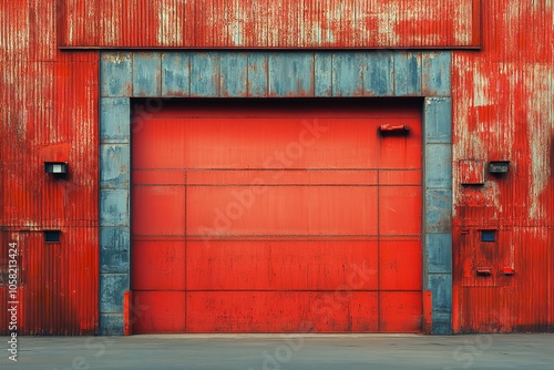 Using a roller door or roller shutter for factory warehouse. Generative Ai