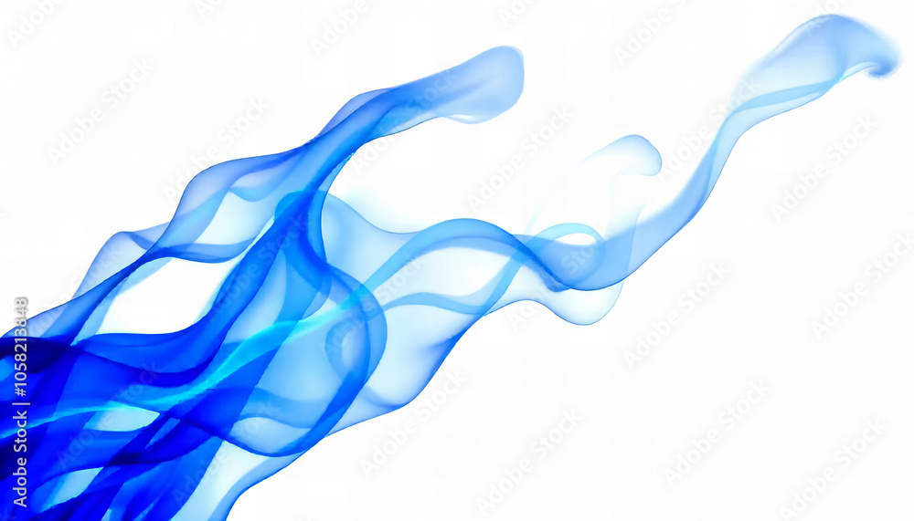 Flowing Blue Smoke on White Background Flowing Blue Smoke on White Background