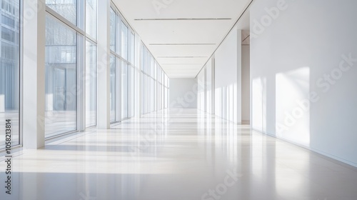 Wallpaper Mural Empty White Hallway with Streaming Soft Light Torontodigital.ca